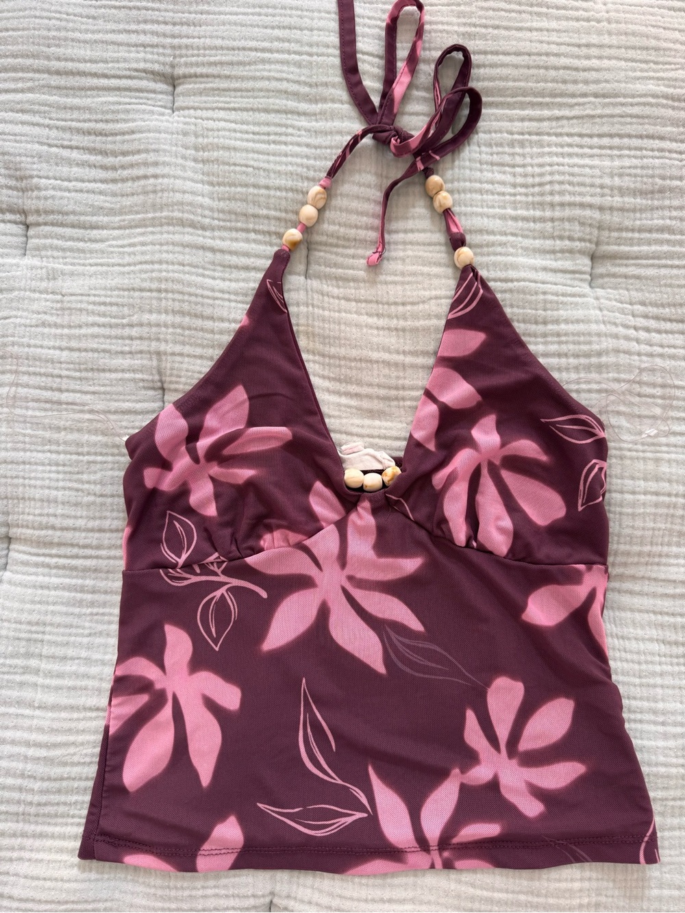 Pink and Plum and Floral Halter Top
